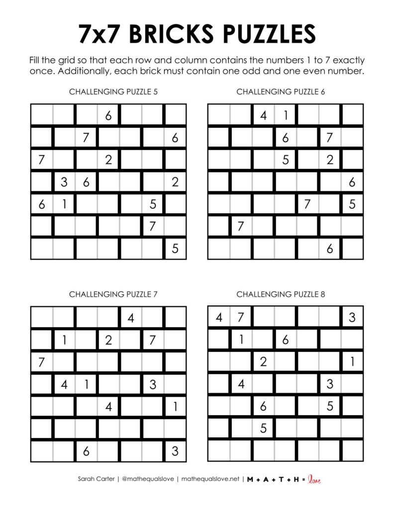 7x7 bricks logic puzzles.