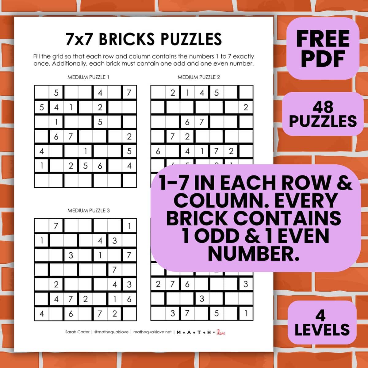 7x7 bricks logic puzzles.