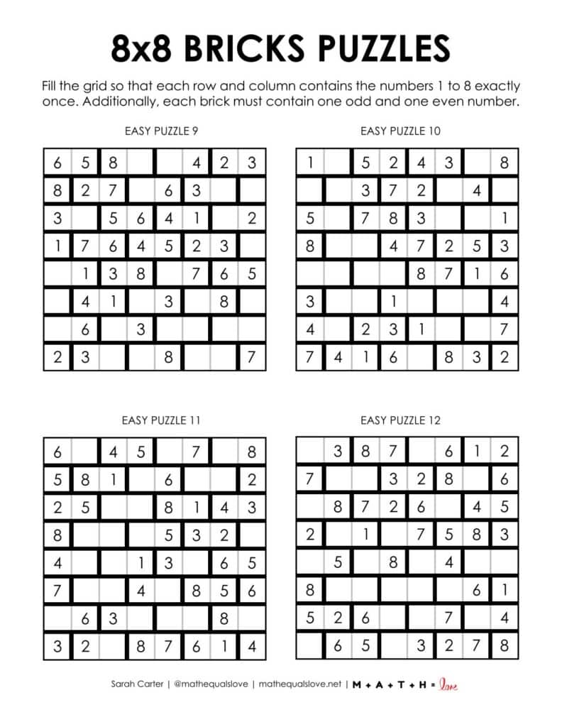 8x8 bricks logic puzzles.