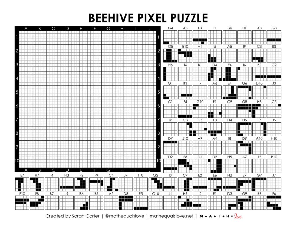 screenshot of beehive pixel puzzle.