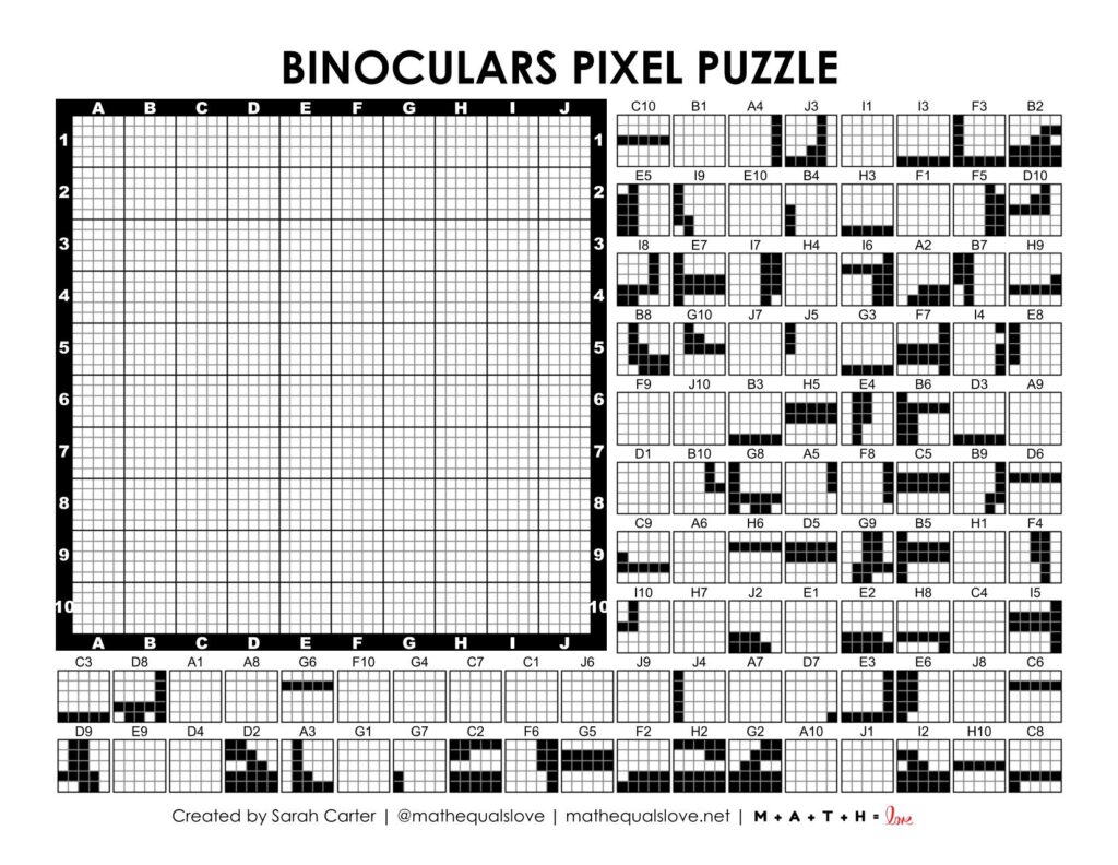 screenshot of binoculars pixel puzzle.