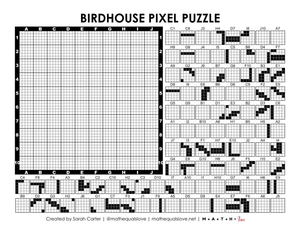 screenshot of birdhouse pixel puzzle for spring.