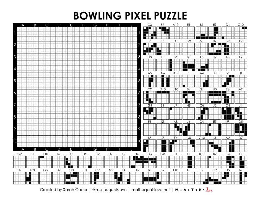 screenshot of bowling pixel puzzle.