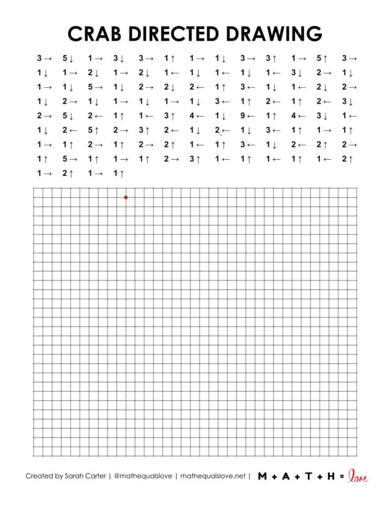 crab directed drawing worksheet activity.