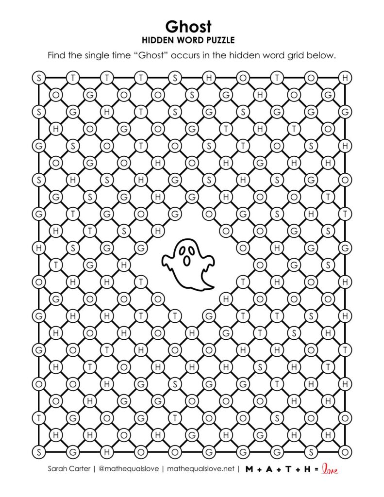 screenshot of ghost hidden word puzzle.
