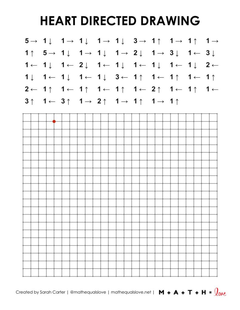 heart directed drawing worksheet activity.