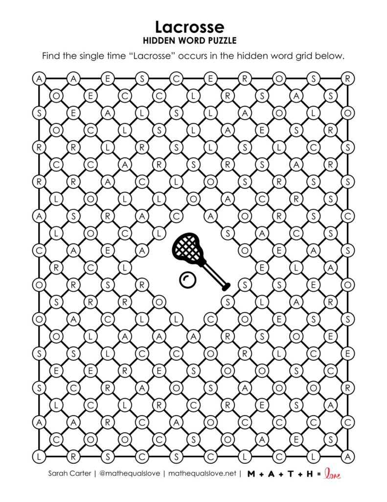 screenshot of lacrosse hidden word puzzle.