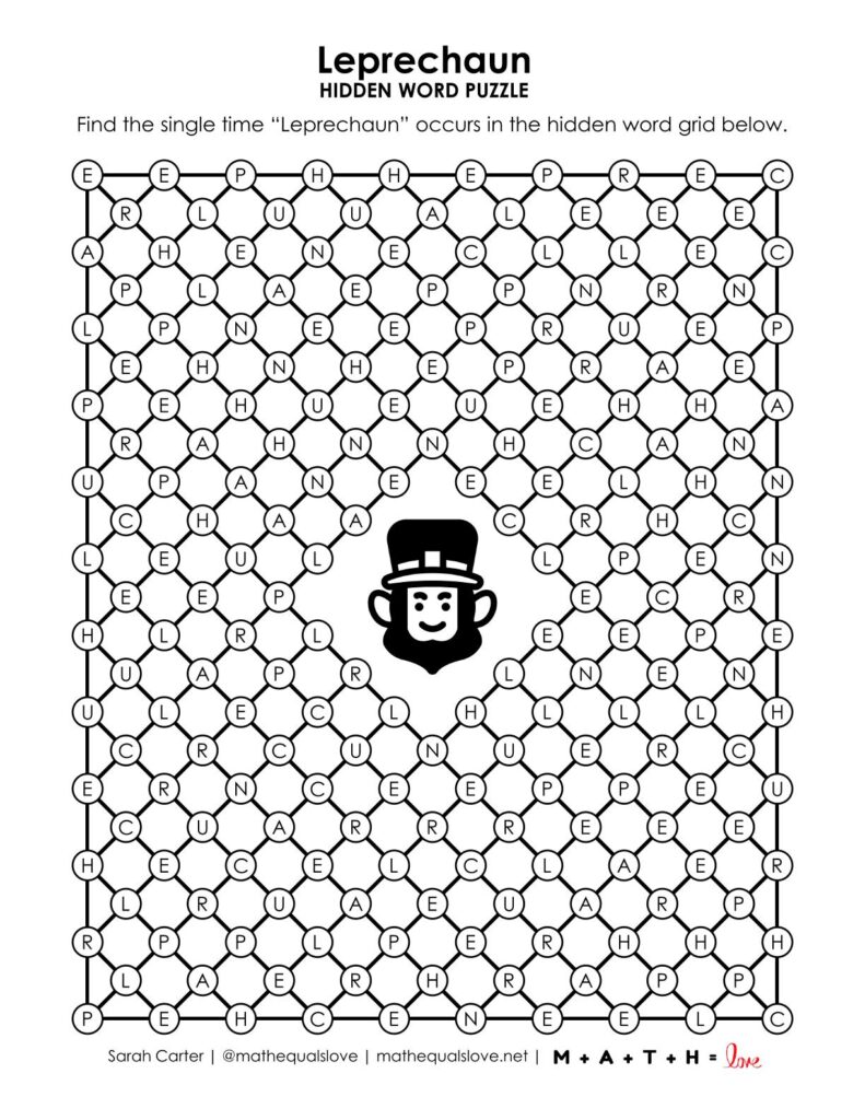 leprechaun hidden word puzzle.