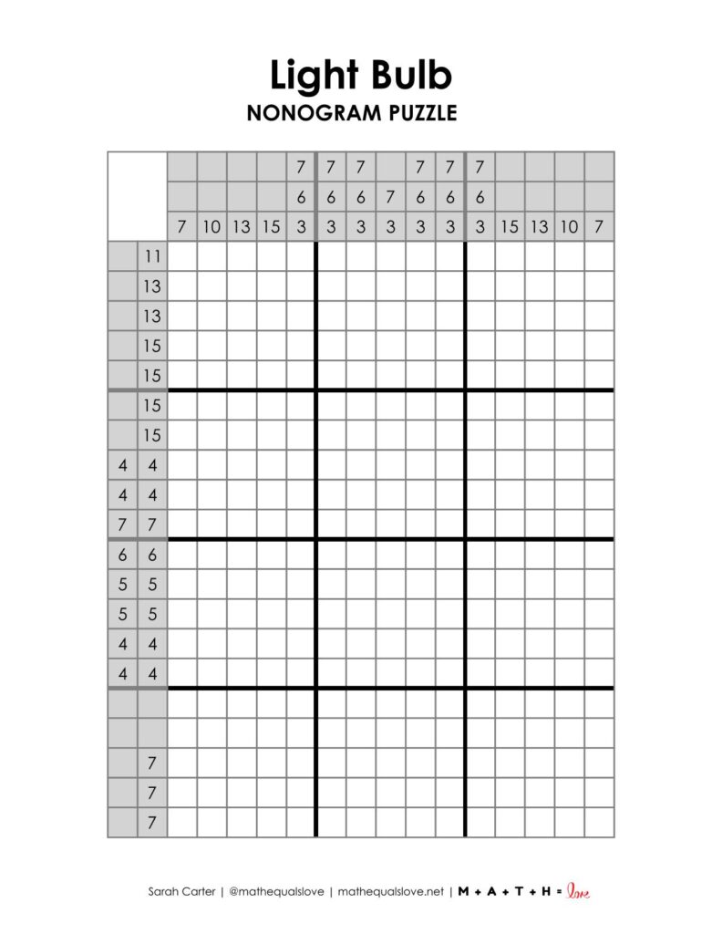 light bulb nonogram puzzle.