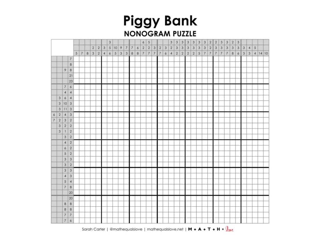 piggy bank nonogram puzzle.