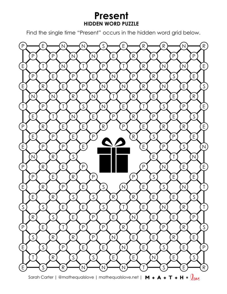 present hidden word puzzle.
