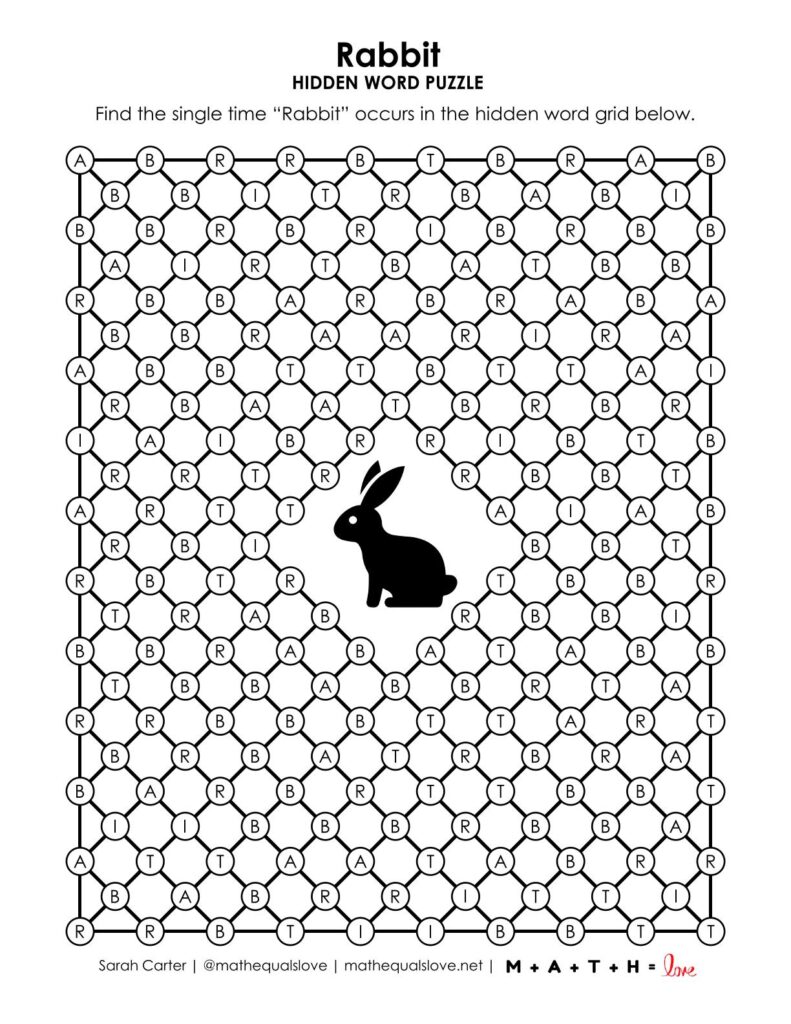 rabbit hidden word puzzle.