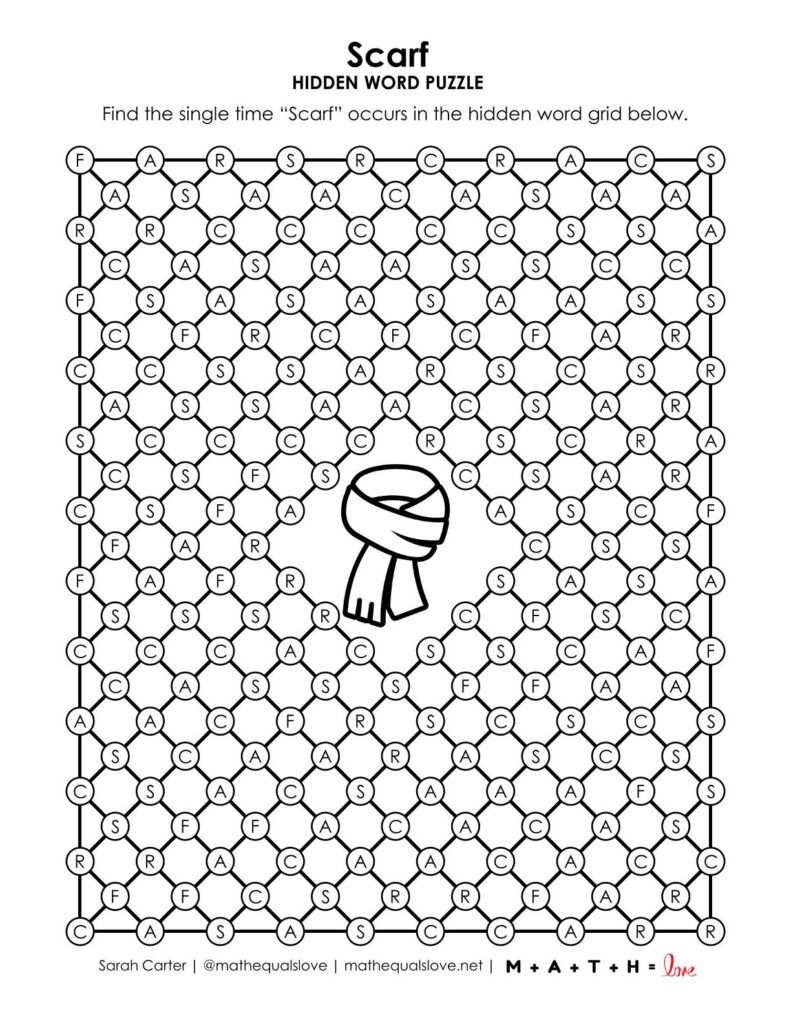 scarf hidden word puzzle.