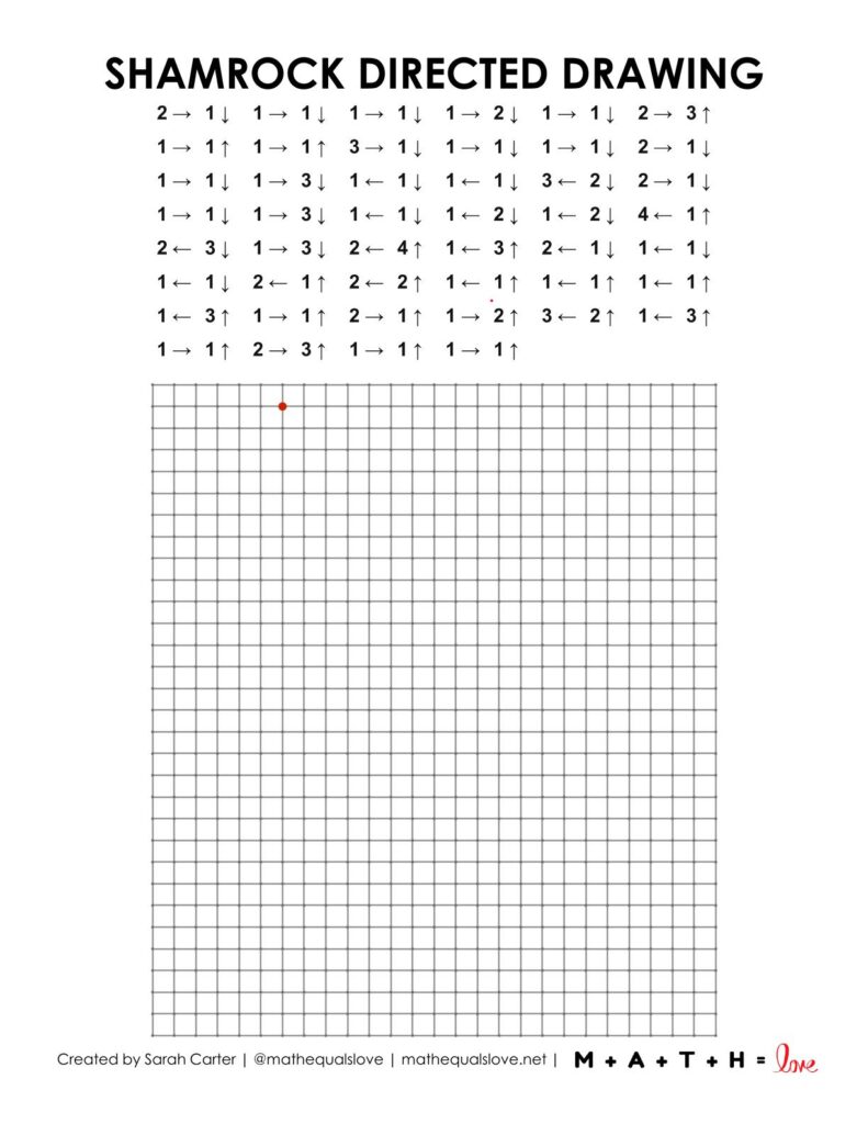 shamrock clover directed drawing worksheet for saint patrick's day.