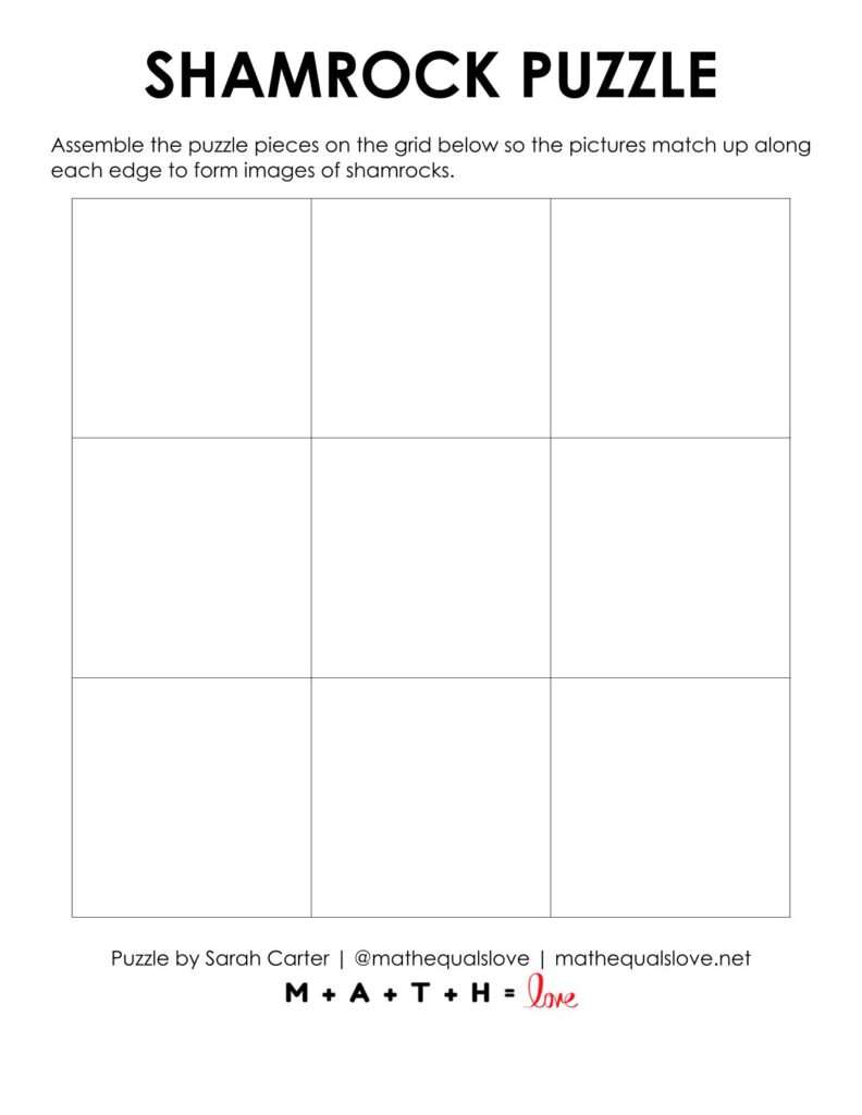 blank grid for shamrock edge matching puzzle.