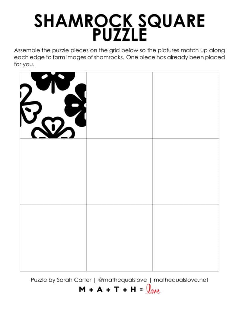 starting hint for shamrock edge matching puzzle.