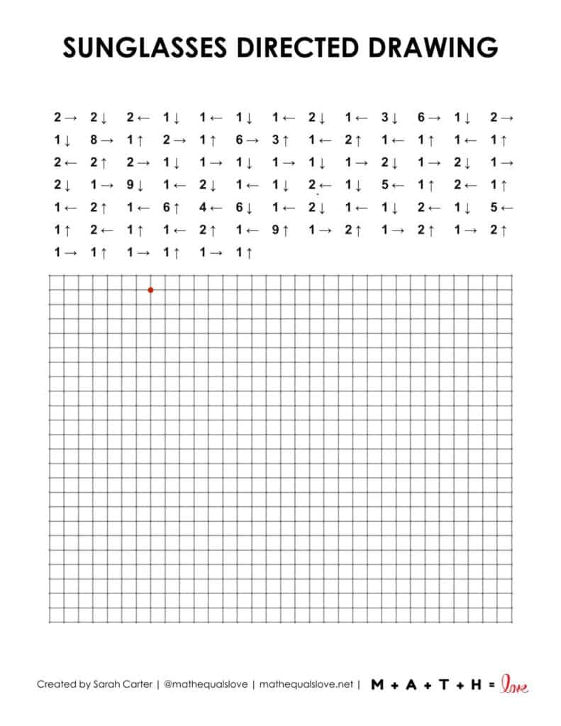 sunglasses summer directed drawing worksheet.