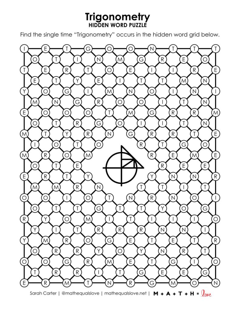 trig hidden word puzzle.