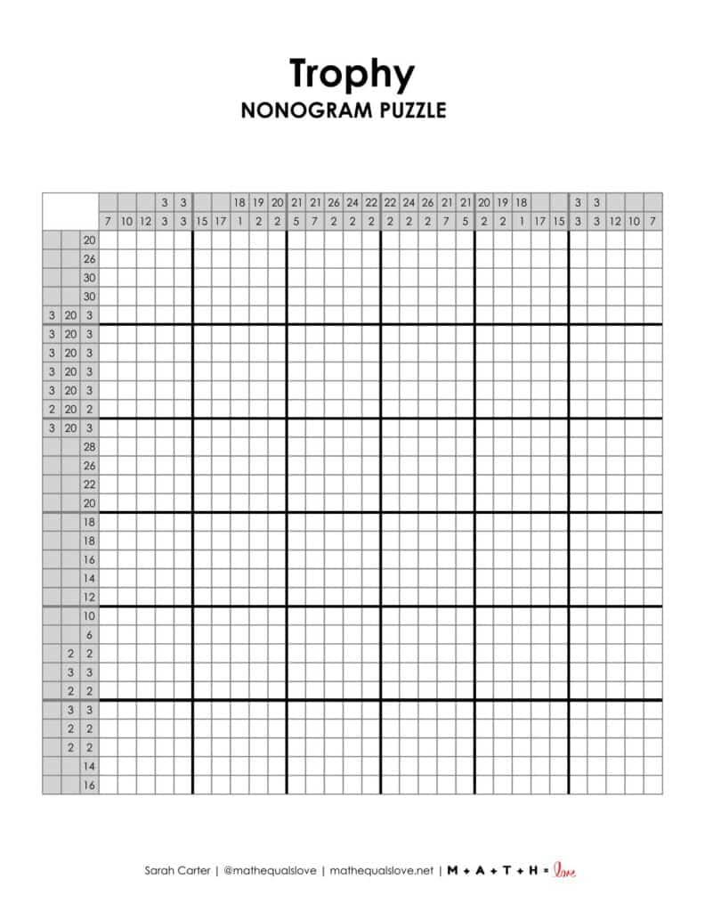 trophy nonogram puzzle.