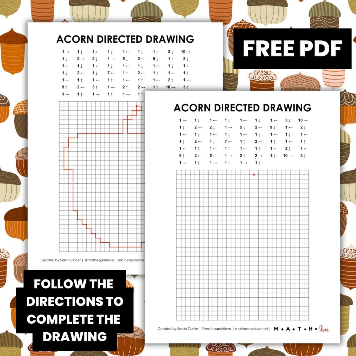 acorn directed drawing worksheet for fall.