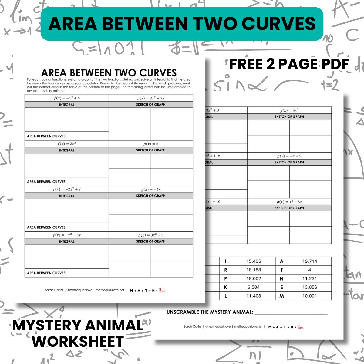 ap calculus area between 2 curves worksheet pdf.