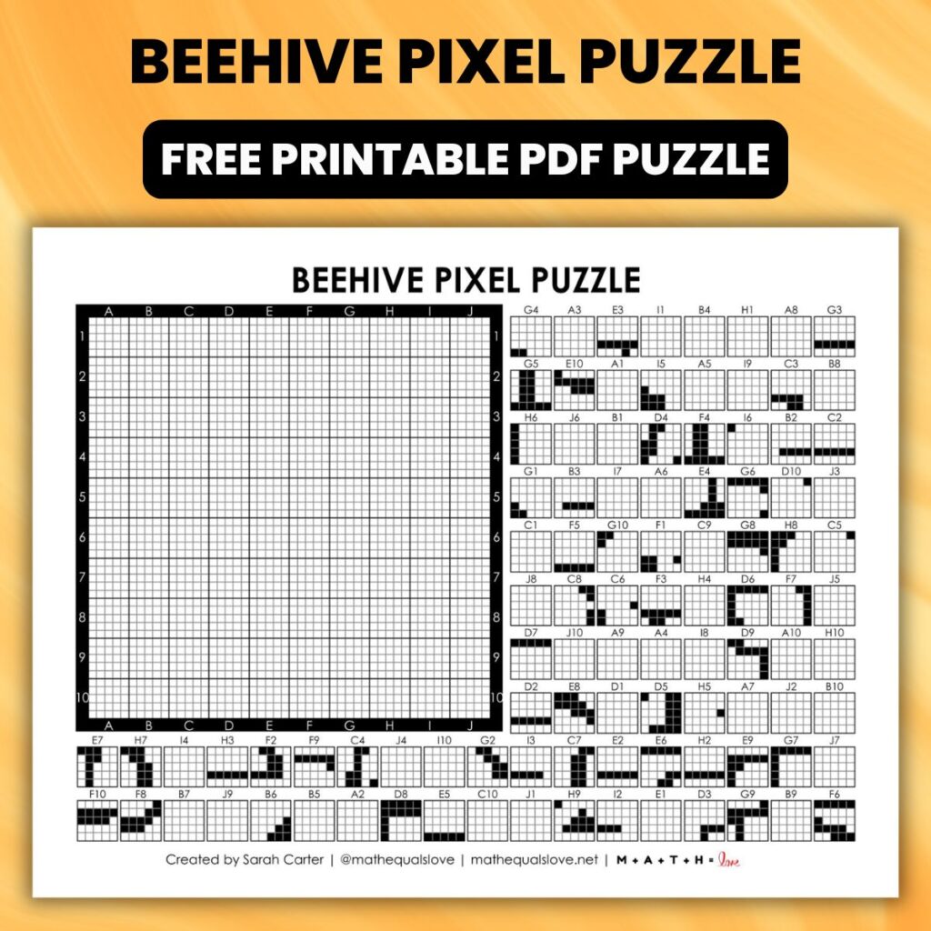 beehive printable pixel puzzle.