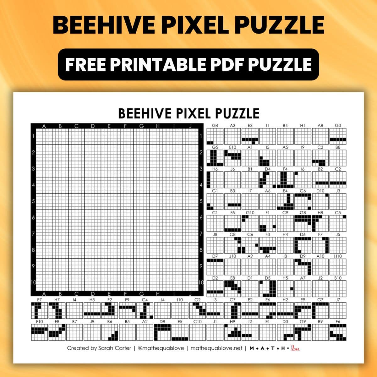 Beehive Pixel Puzzle | Math = Love