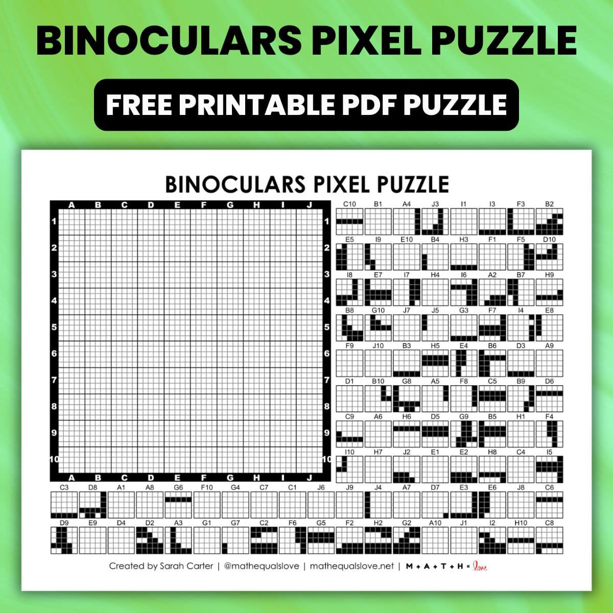 binoculars pixel puzzle printable.