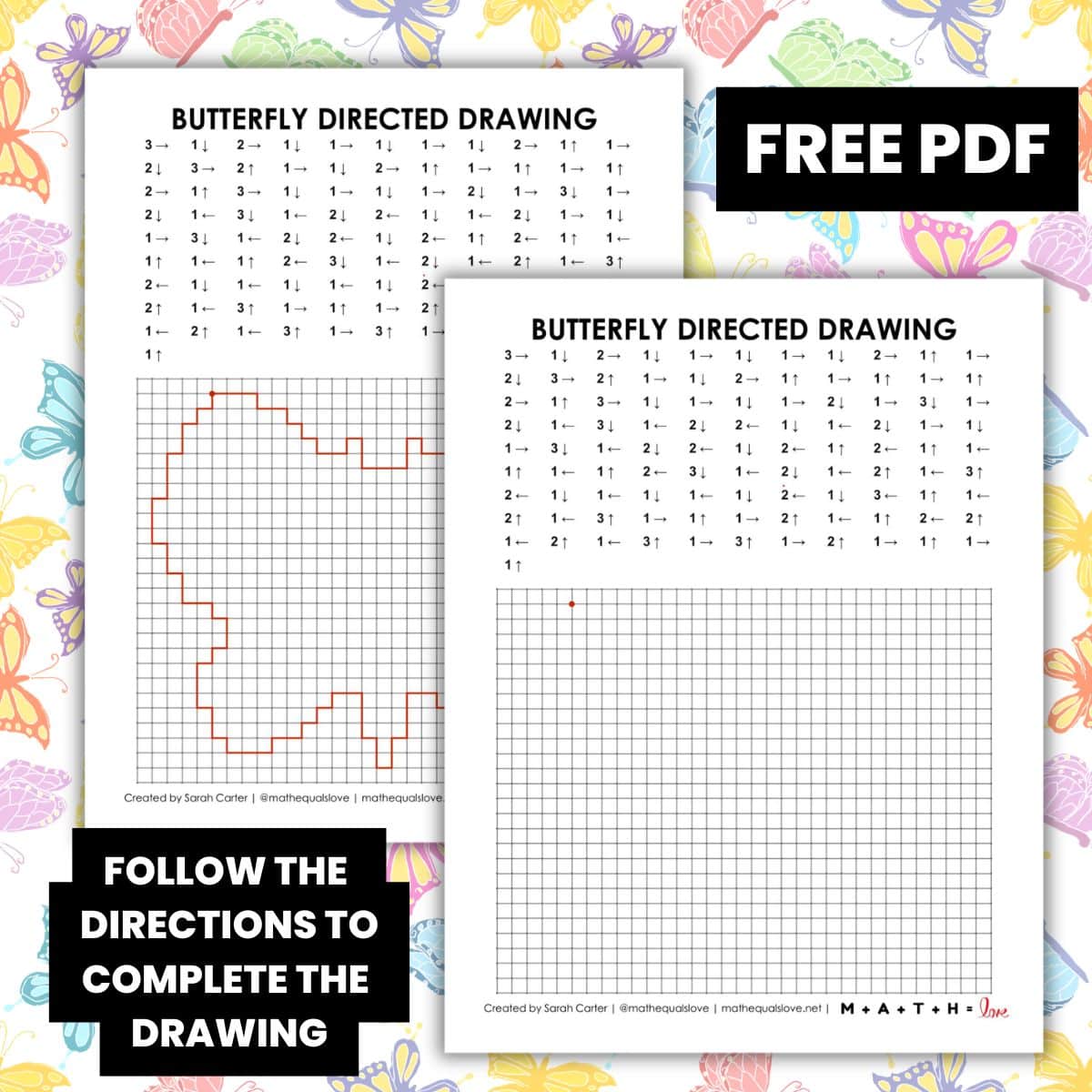 butterfly directed drawing worksheet activity.