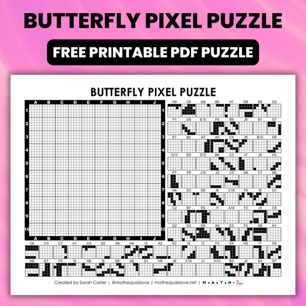 butterfly pixel puzzle for spring.