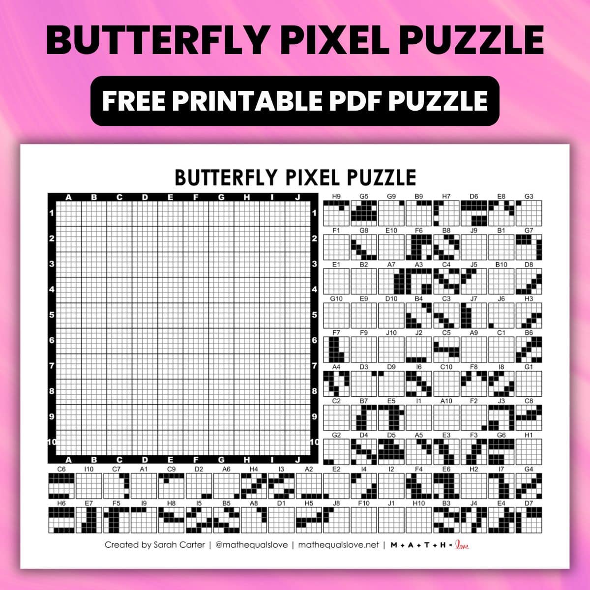 butterfly pixel puzzle for spring.