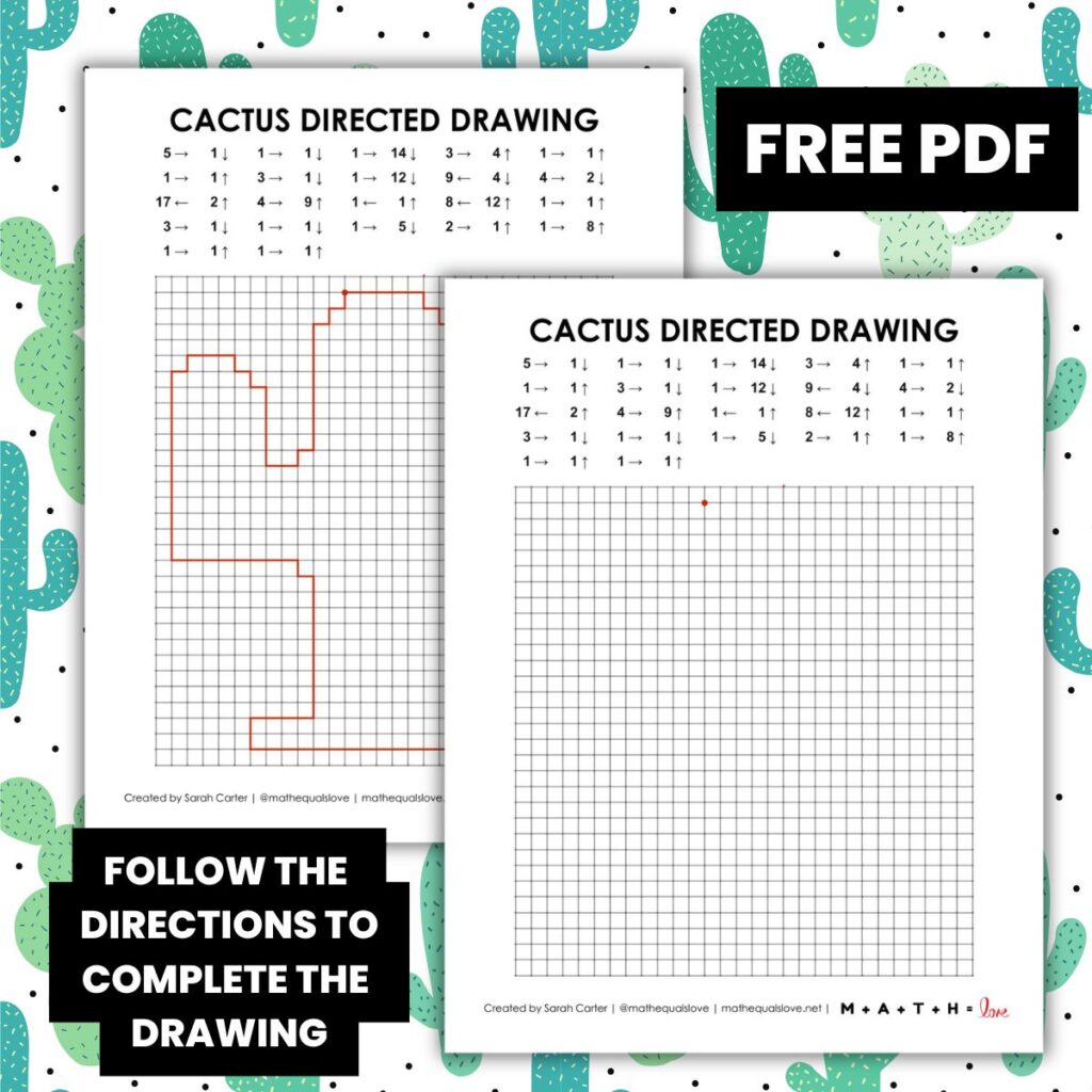 cactus directed drawing activity.