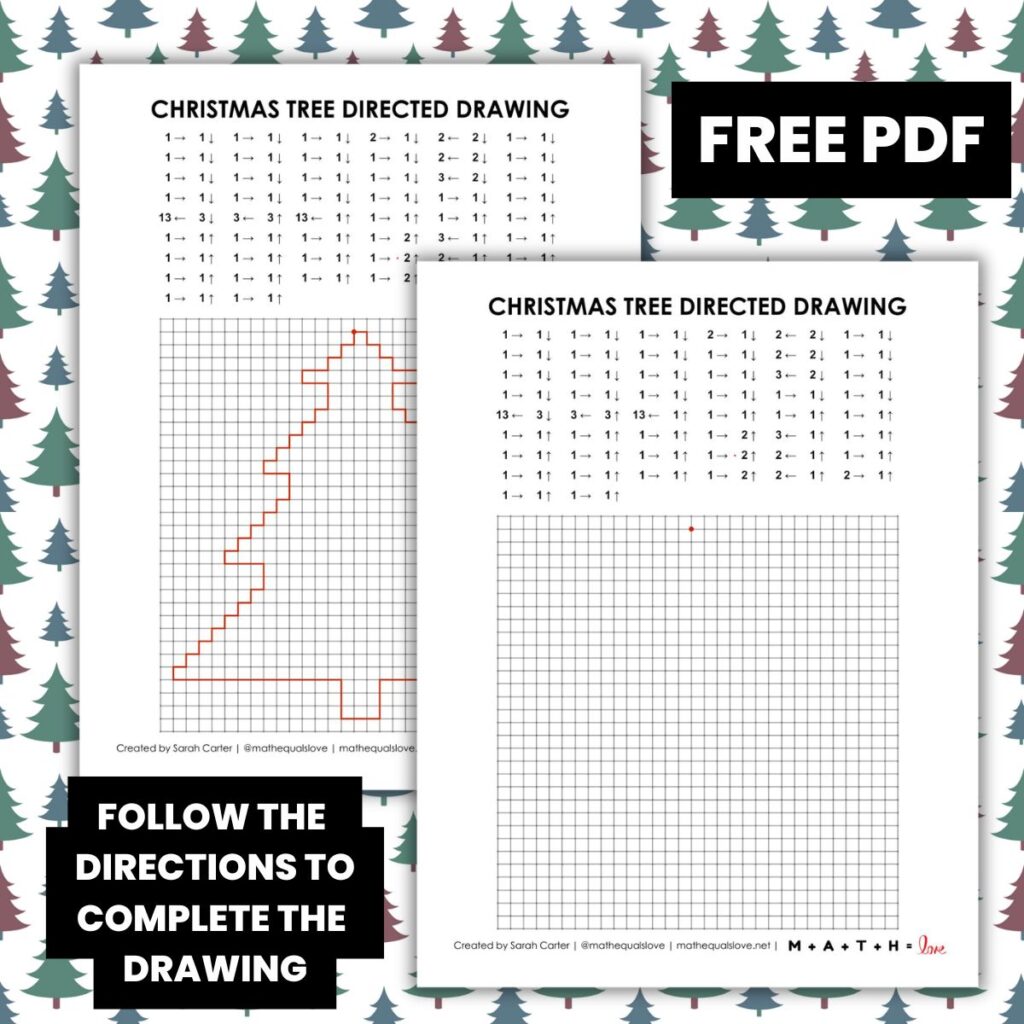 christmas tree directed drawing worksheet activity.
