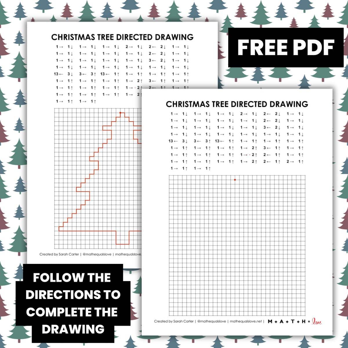 christmas tree directed drawing worksheet activity.