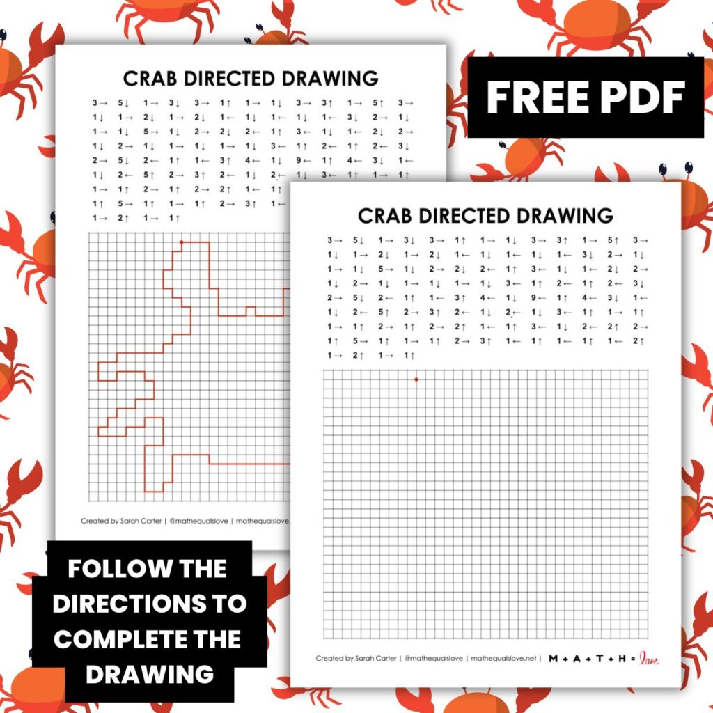 crab directed drawing worksheet for summer.