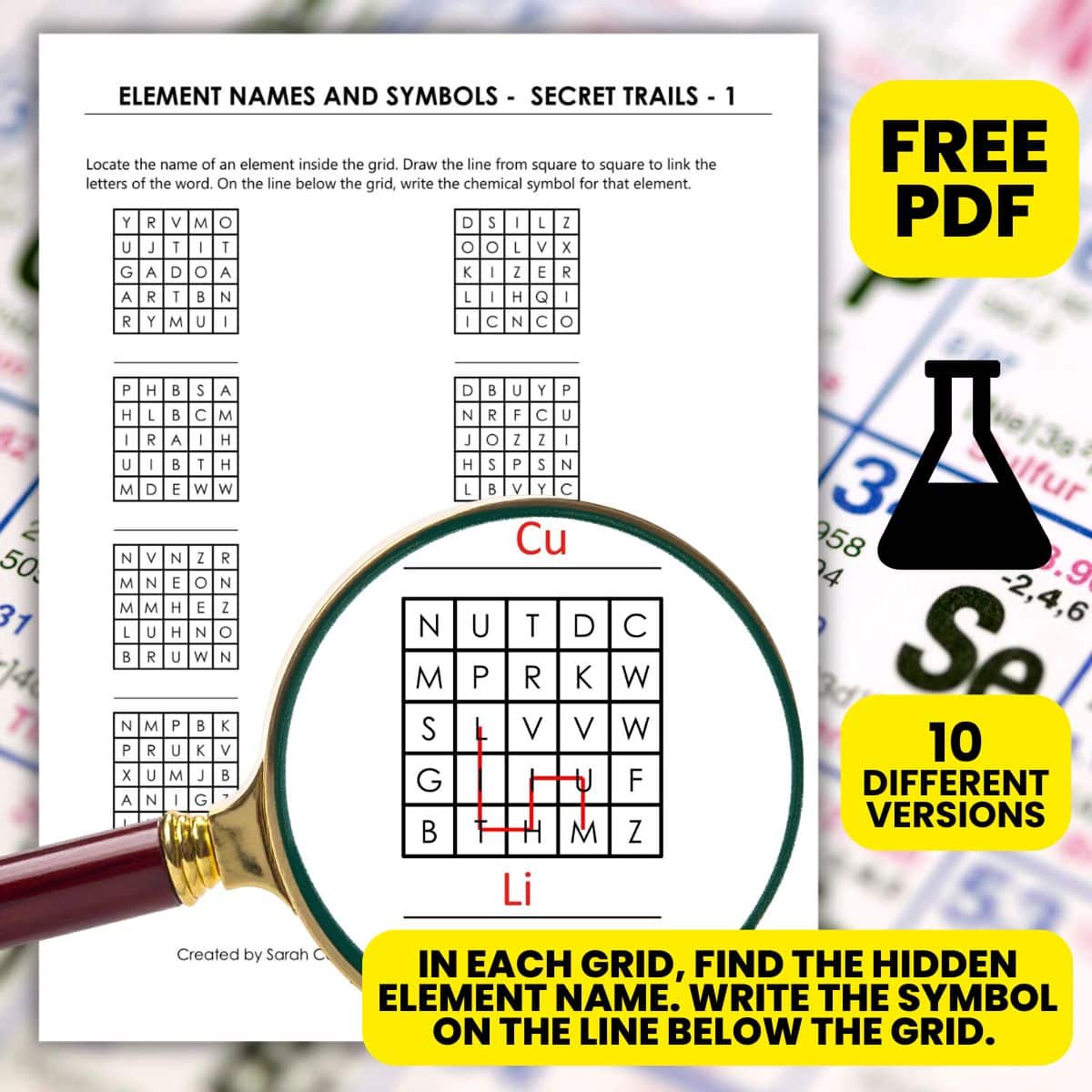 element names and symbols secret trails worksheet.