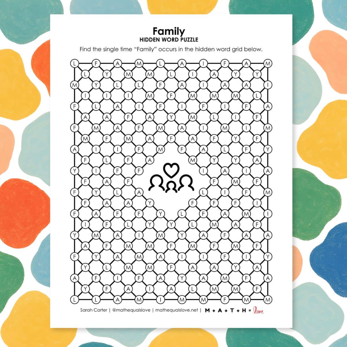 family hidden word puzzle.
