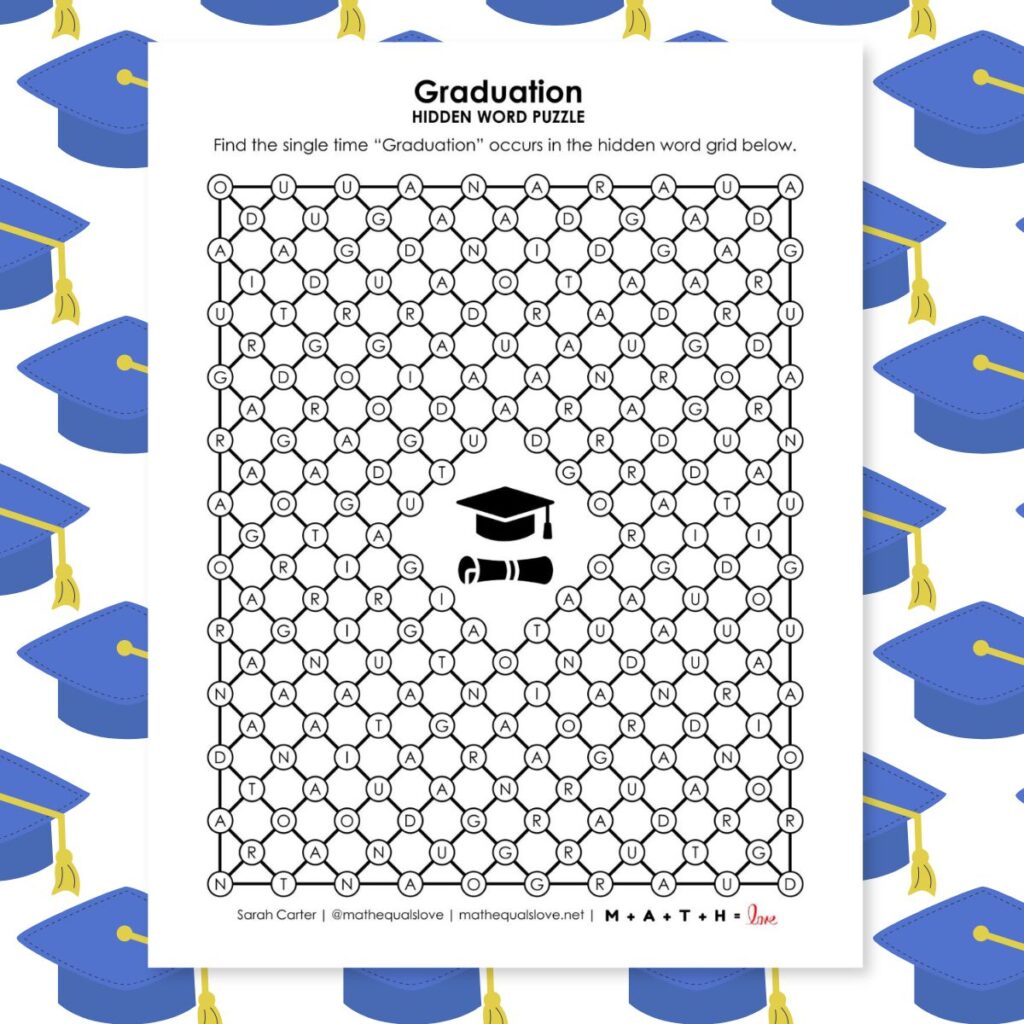 graduation hidden word puzzle.