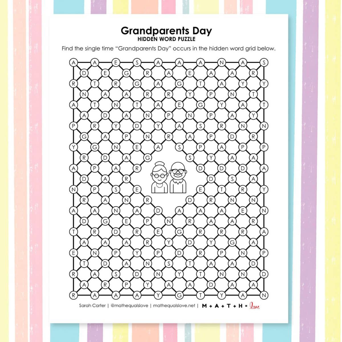 grandparents day hidden word puzzle.
