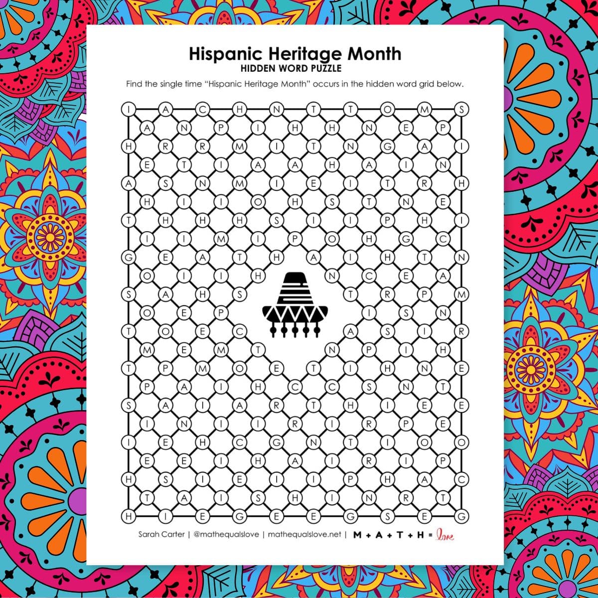 hispanic heritage month hidden word puzzle.
