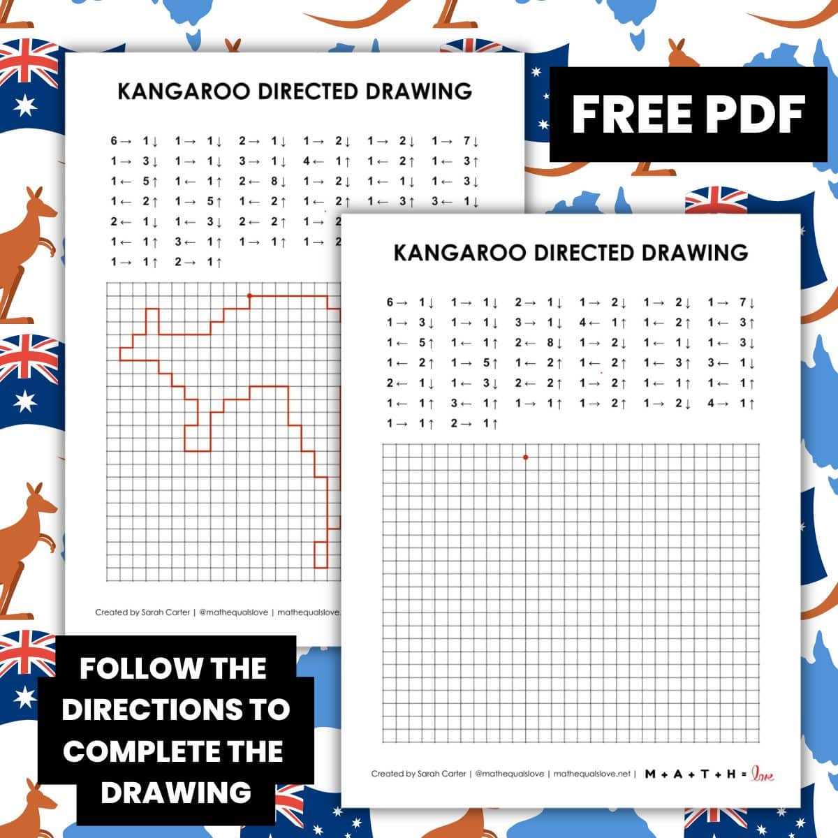 kangaroo directed drawing activity worksheet.