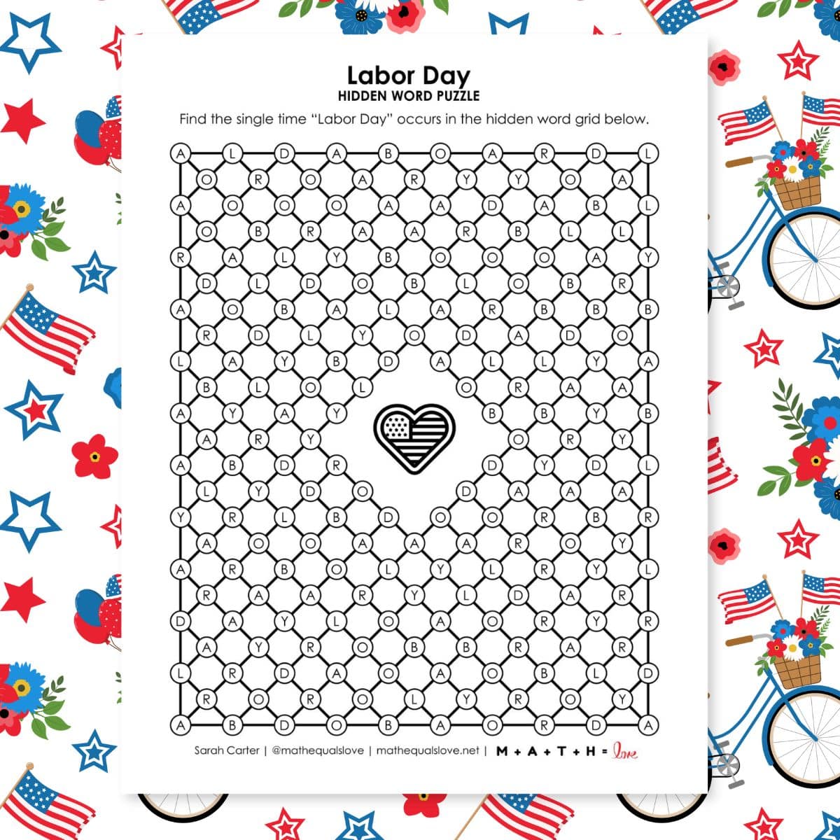 labor day hidden word puzzle.