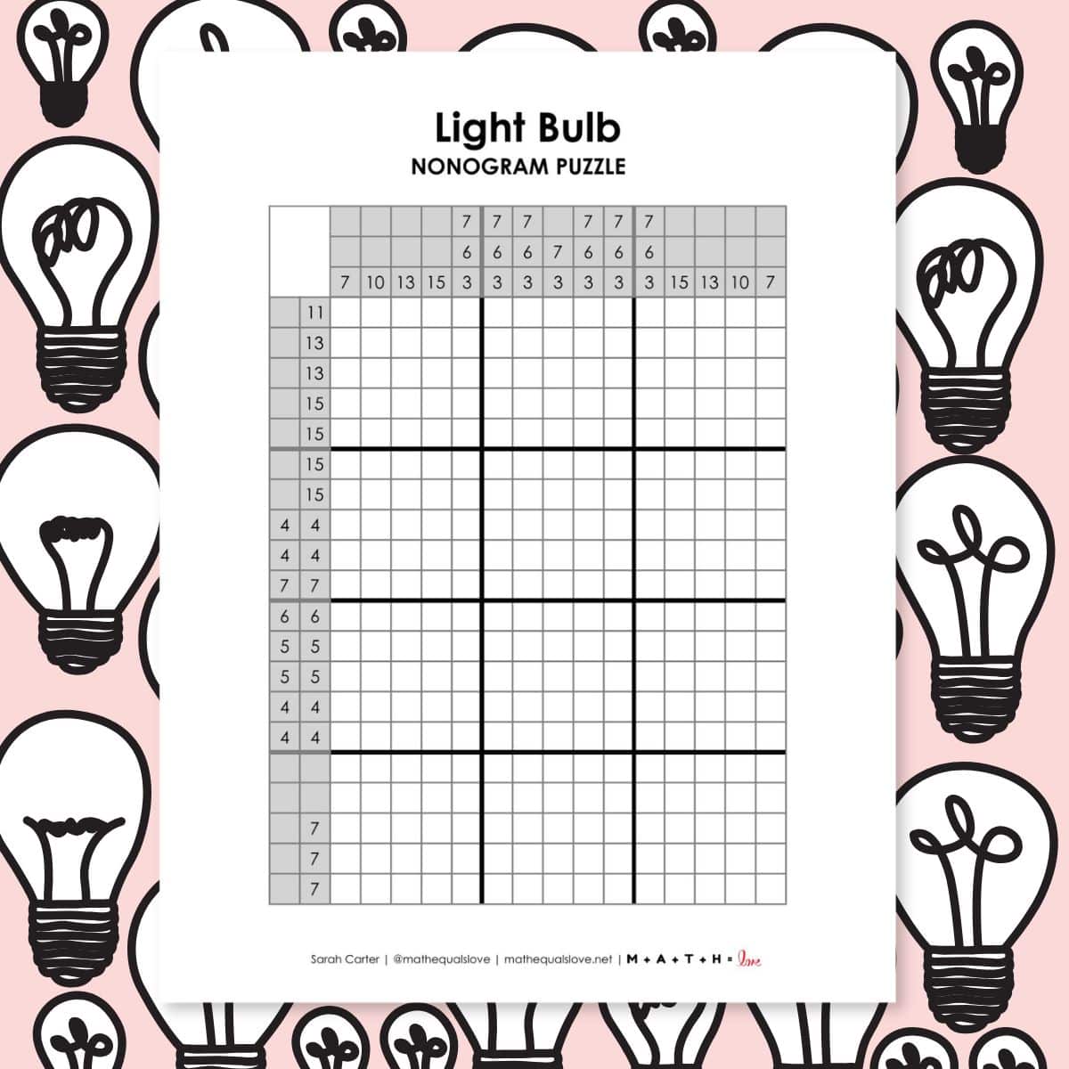 light bulb nonogram puzzle.
