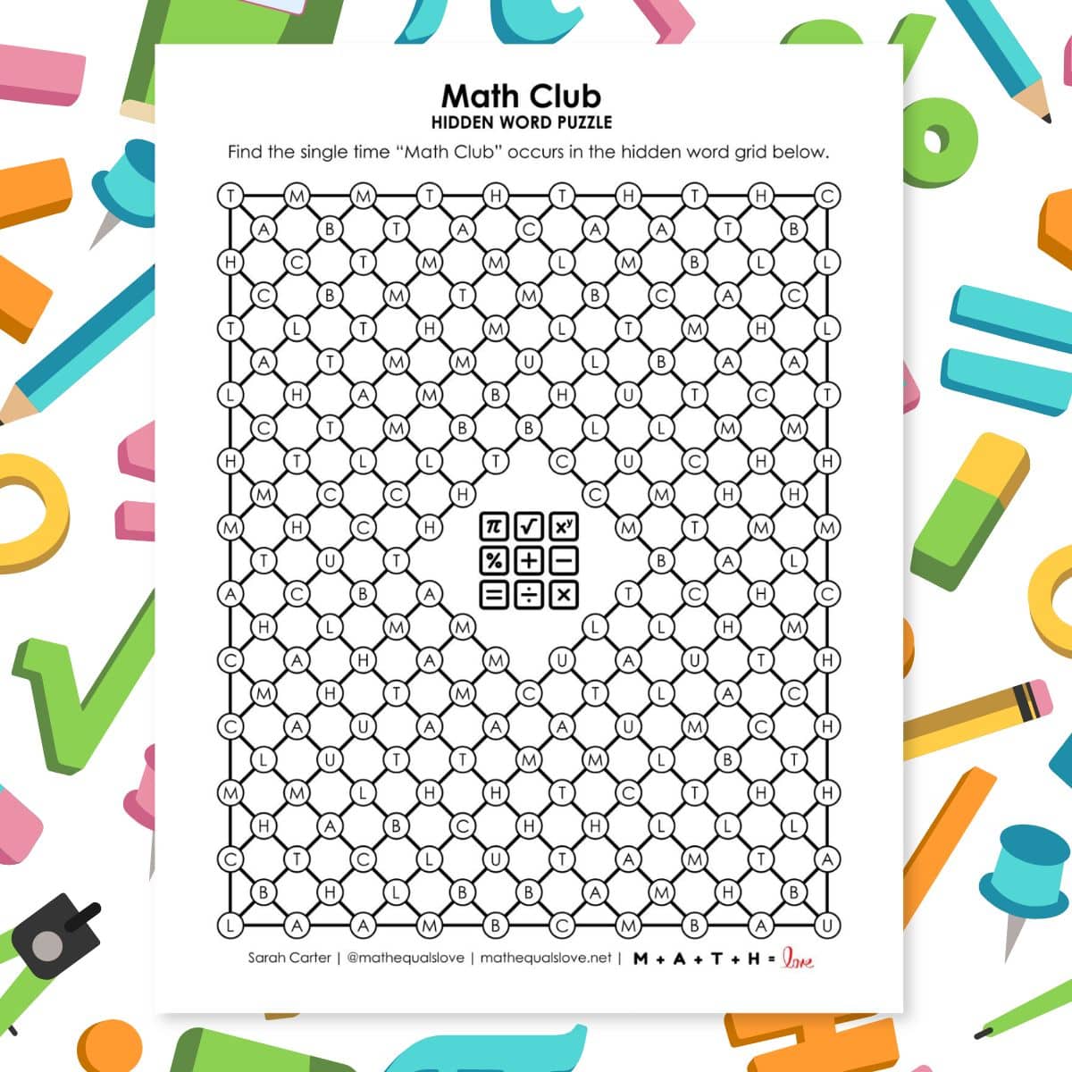 math club hidden word puzzle.