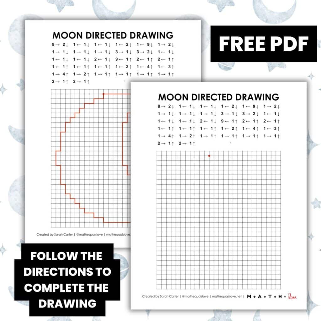 moon directed drawing worksheet activity.