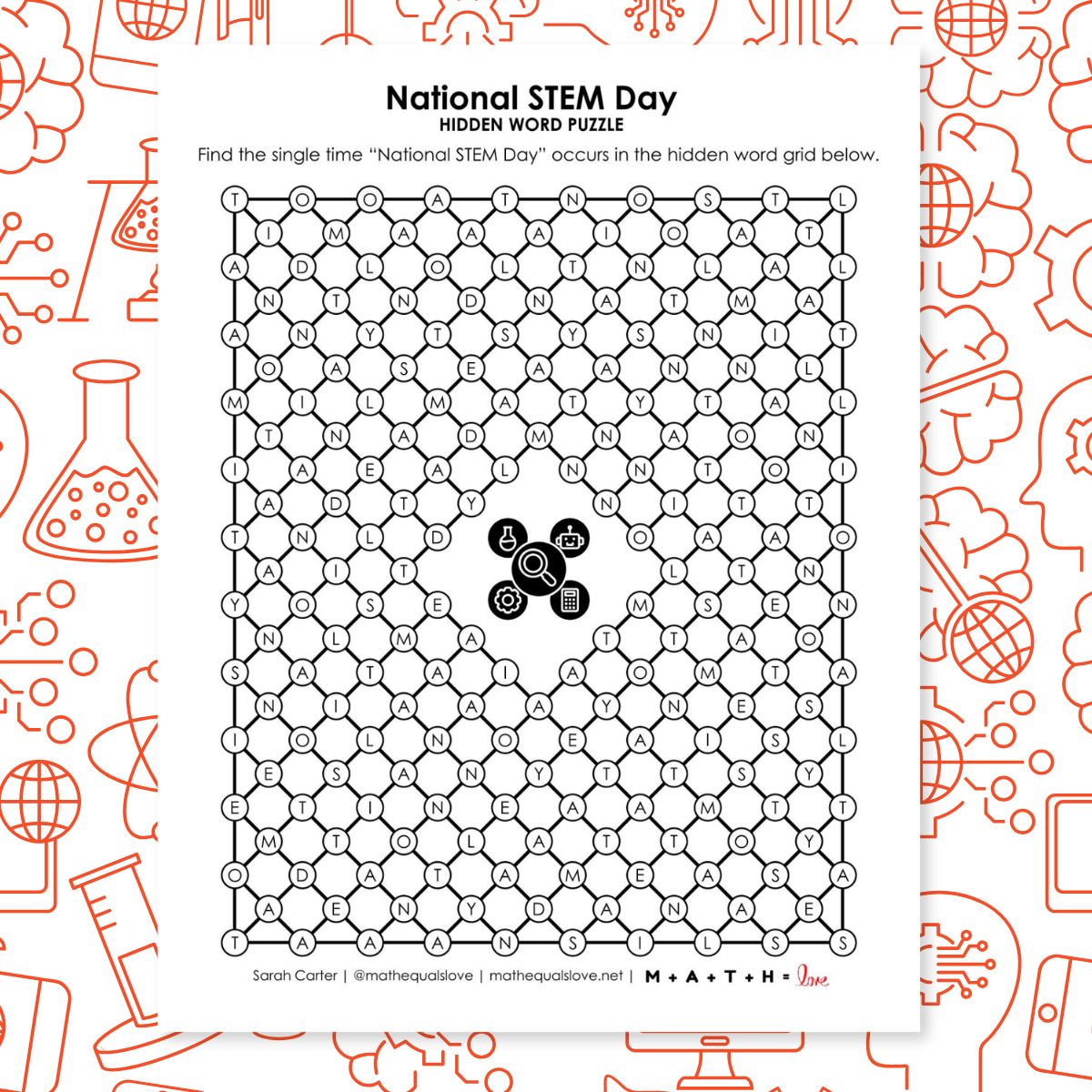national stem day hidden word puzzle.