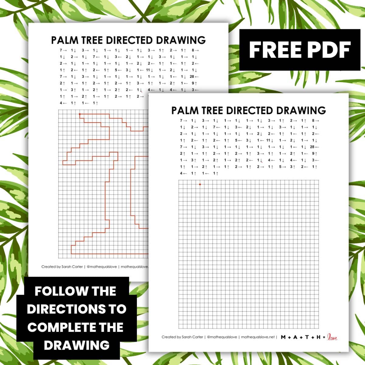 palm tree directed drawing worksheet.