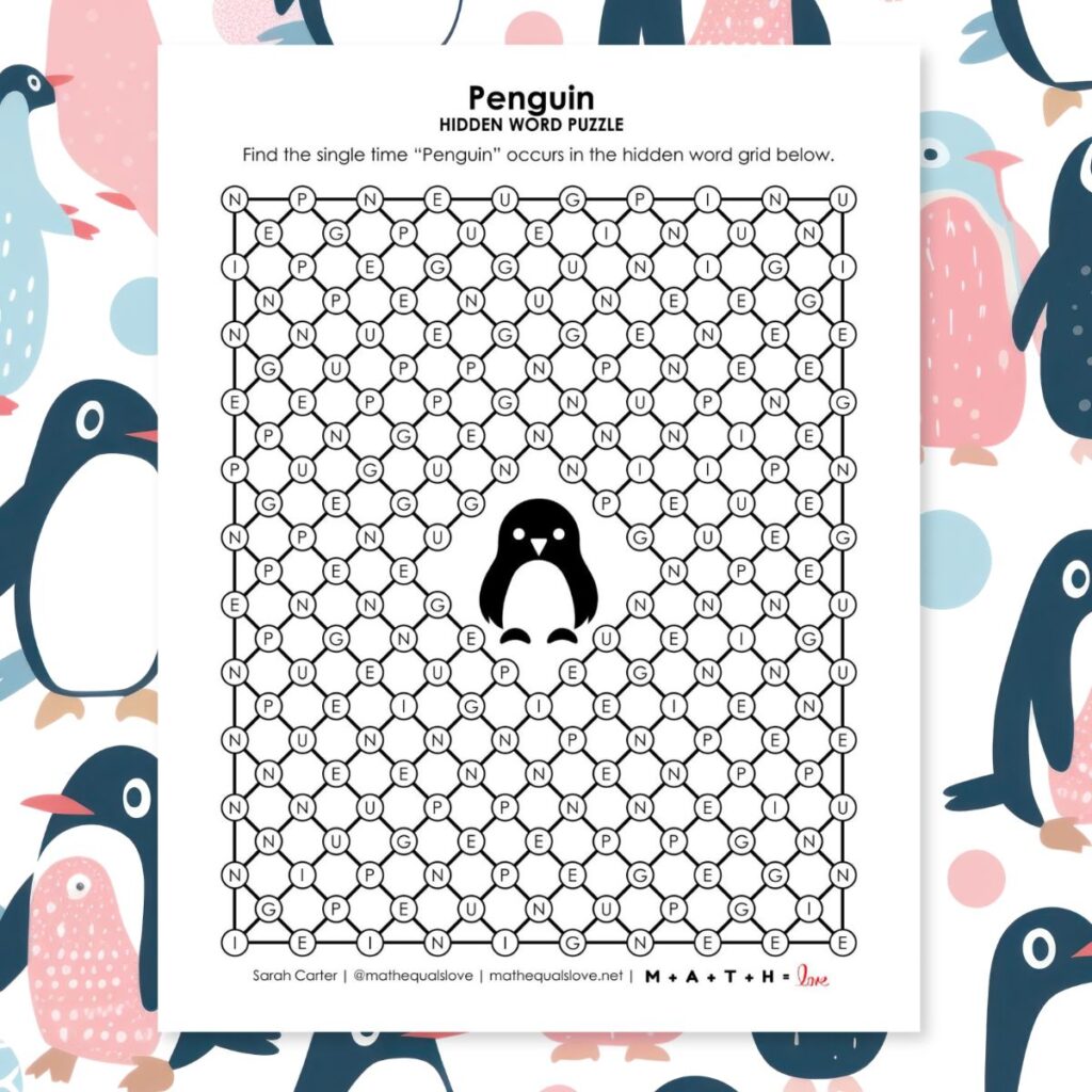 penguin hidden word puzzle.