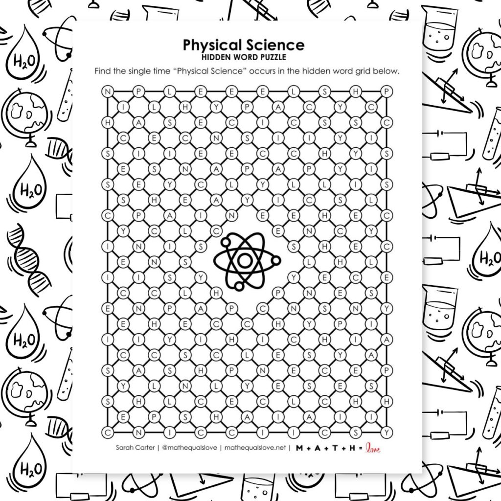 physical science hidden word puzzle.