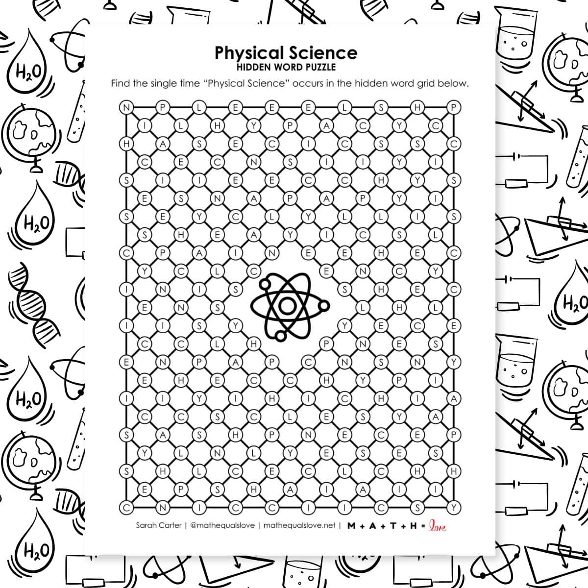 physical science hidden word puzzle.